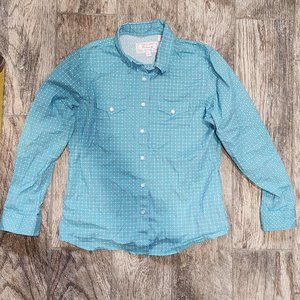 Panhandle Turquoise pearl snap shirt Girls size XL